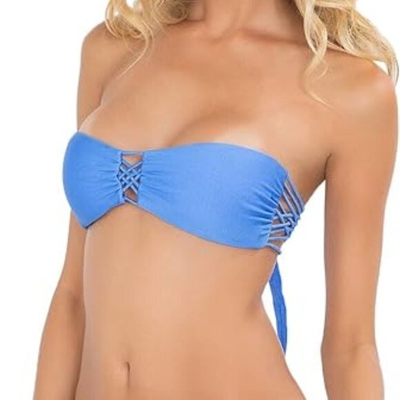 Luli Fama Women's Cuba Libre Crisscross Tassel Bandeau Bikini Top Size: XL - Picture 1 of 4
